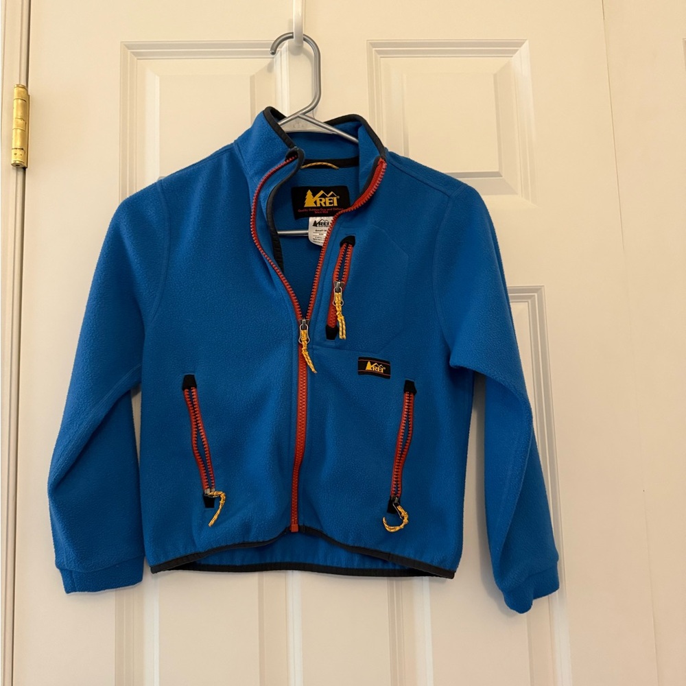 REI Kids Fleece Jacket in Blue with Red Trim